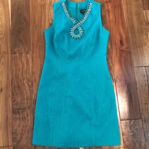 Laundry by Shelli Segal Teal Beaded Dress